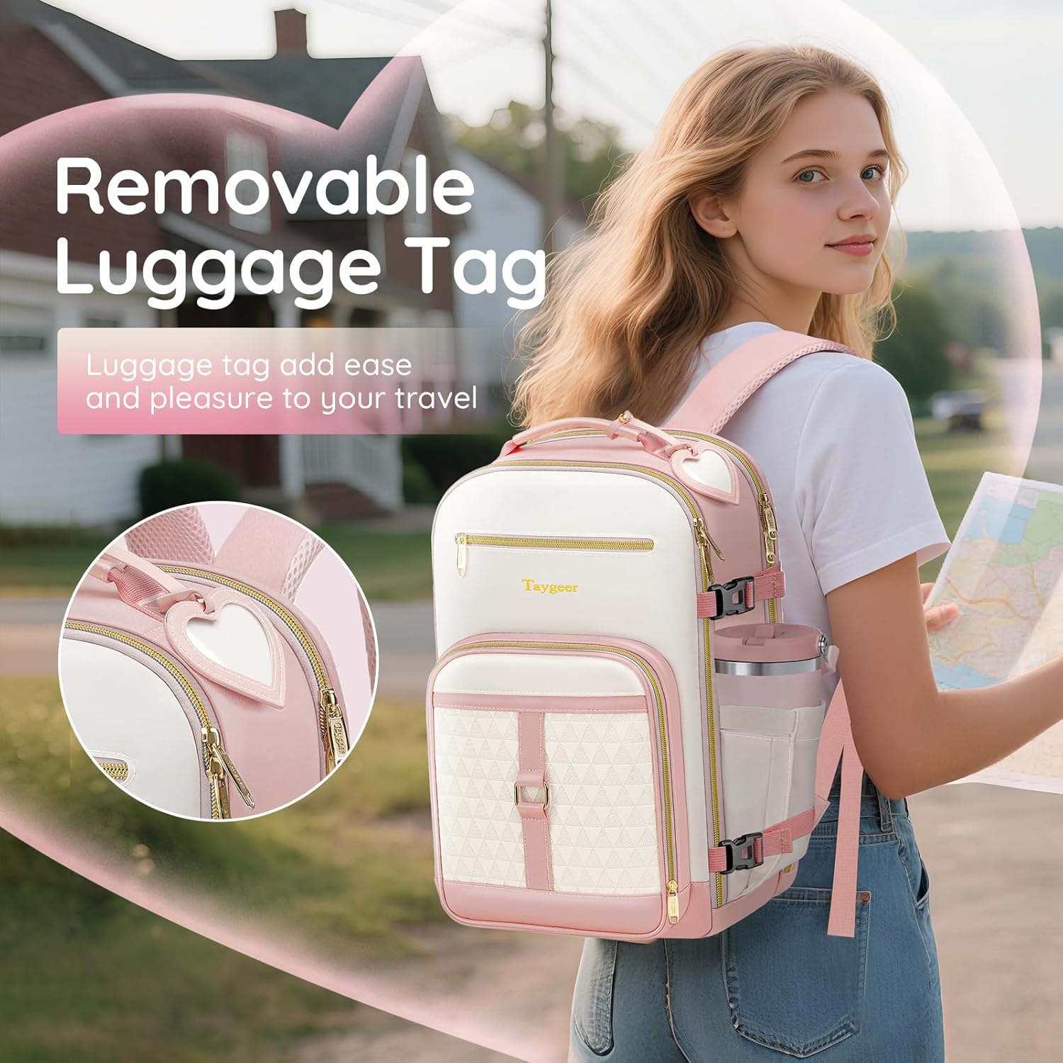Taygeer Kids Travel Backpack for Airplane, TSA Kids Personal Item Travel Bag Backpack with Luggage Tags & Water Bottle Pocket, Underseat Airline Personal Item Bags for Women Teens Girls, Pink - Image 9