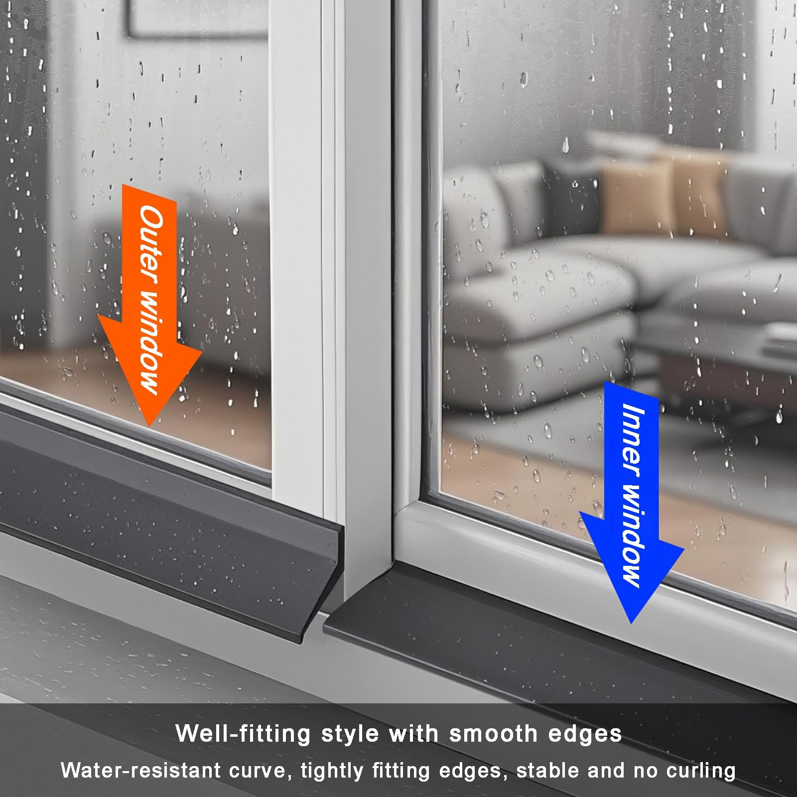 Sellador impermeable para huecos – Barrera de agua autoadhesiva para alféizar de ventana, 2,5 m de goma para puertas, ventanas, coches y camiones