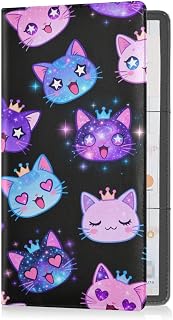 GuoChe Car Registration and Insurance Card Holder Neon Cat Faces Pattern PU Leather License Registration Holder for Driver License Insurance Card Paperwork for Men Women, 1 size
