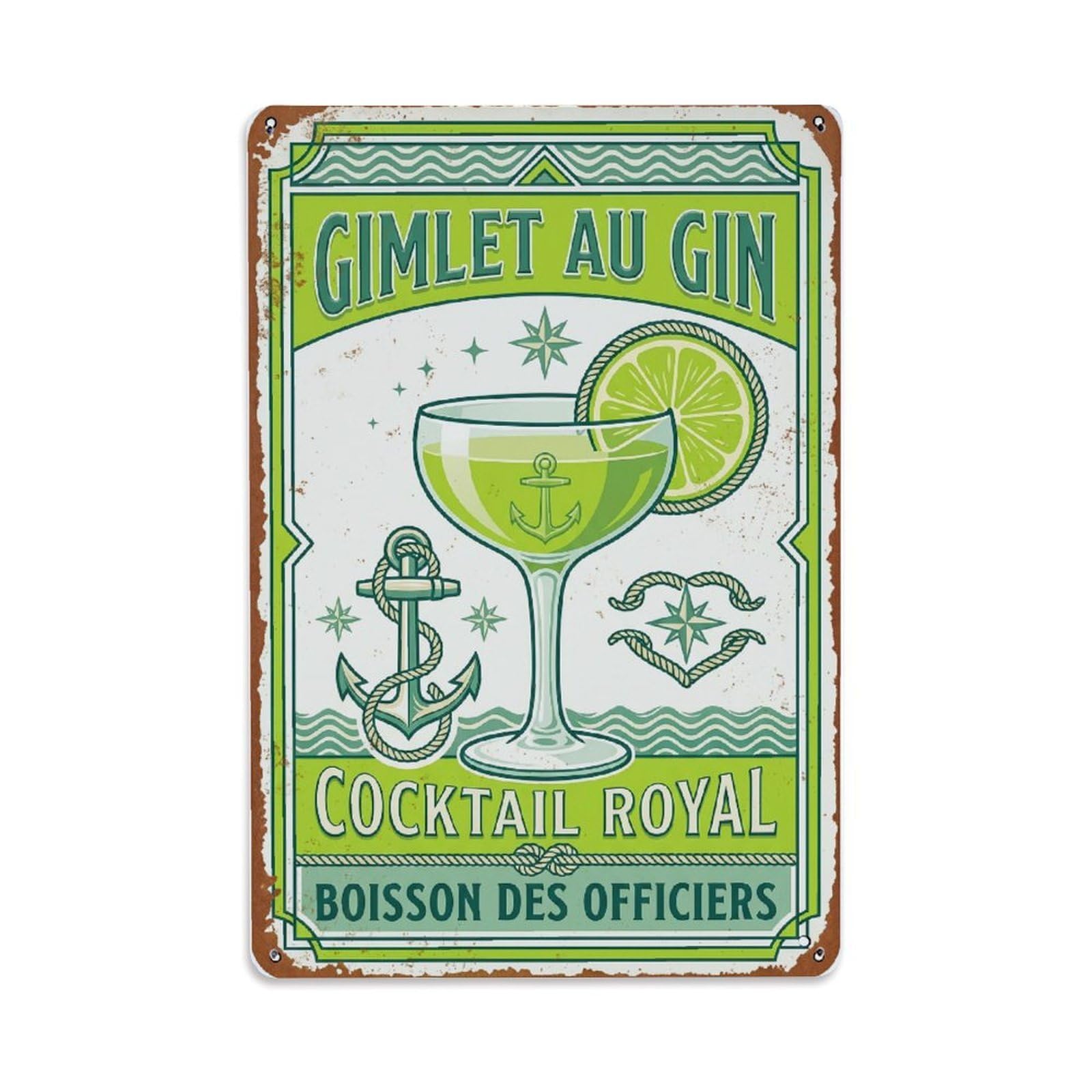 Gimlet Traditional Formula Metal Tin Sign Plaque Wall Decor for Cafe, Club Bar, Office, Home Garden Metal Poster 8x12Inch