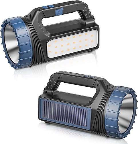 Linterna solar, linterna solar para múltiples funciones de 8000 lúmenes con emergencia, linternas recargables portátiles brillantes para campamento,