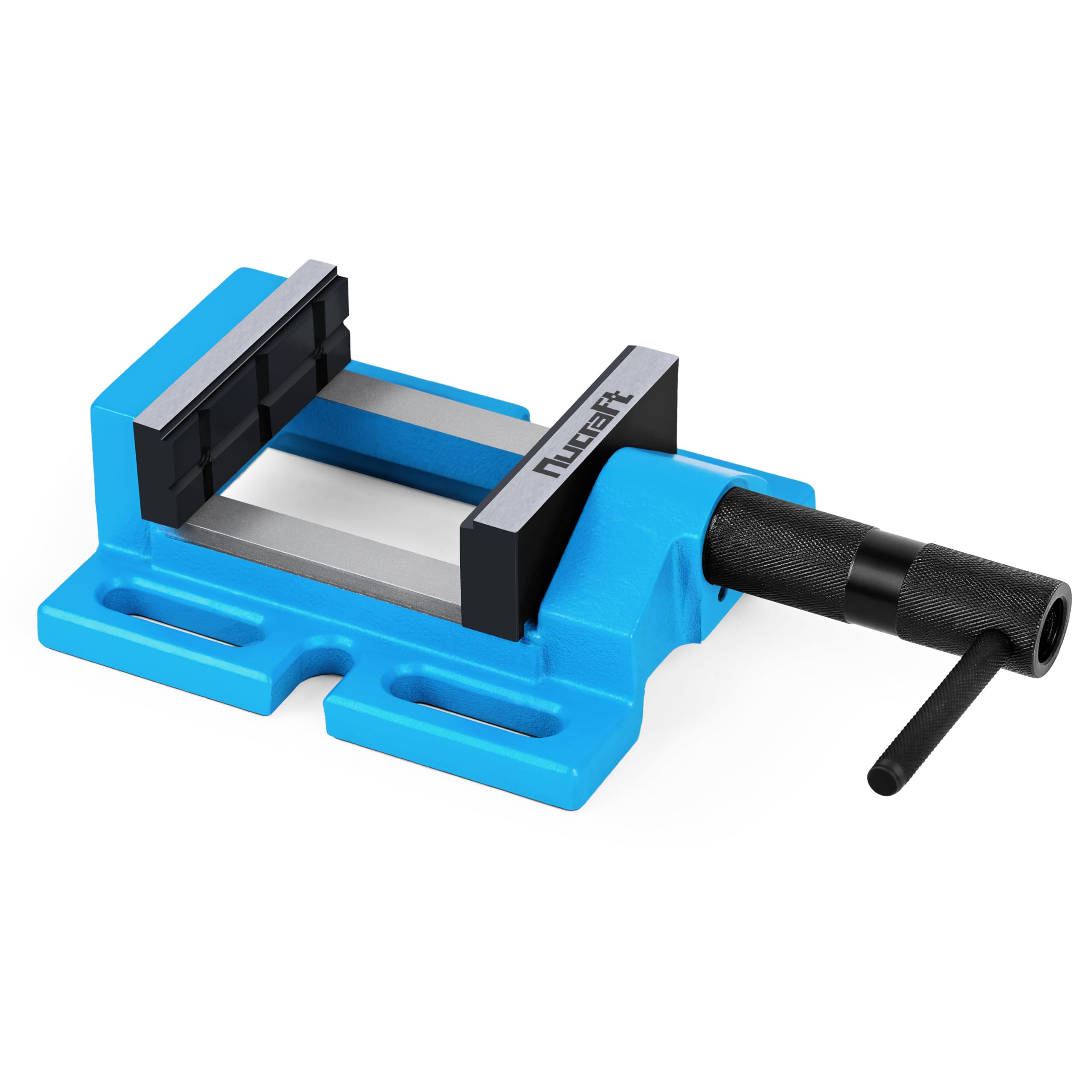 Nucraft Drill Press Vise 85 mm/3.3inch Wide Jaws in Process Cyan and Adjustment Function, Max Opening 65 mm