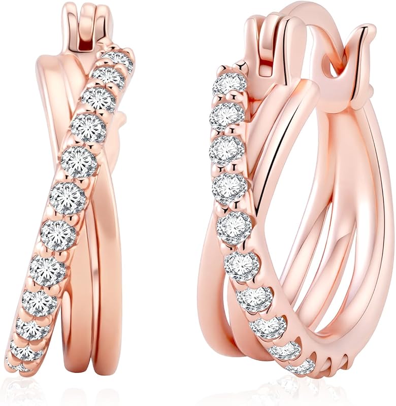 Lab Grown Diamond Hoop Earrings for Women, 0.4CT Total | 925 sterling silver, Hypoallergenic latch back, Everyday earrings with nice jewelry box for Gift