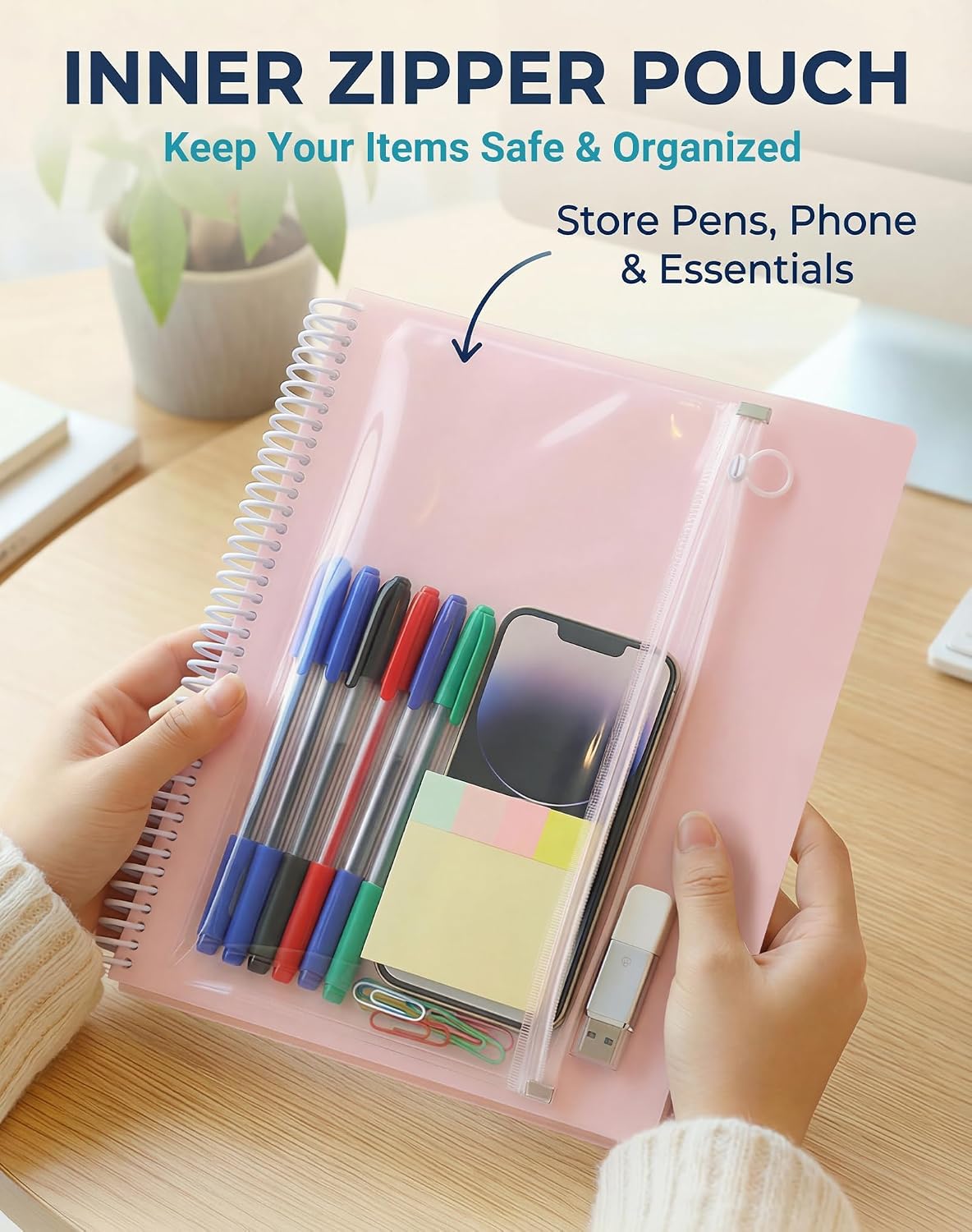 24 Pocket Spiral Project Organizer Folder, Morandi Color Multi Pocket Folder with Inner Zipper Pouch for School, Office, Bills and Documents image 5