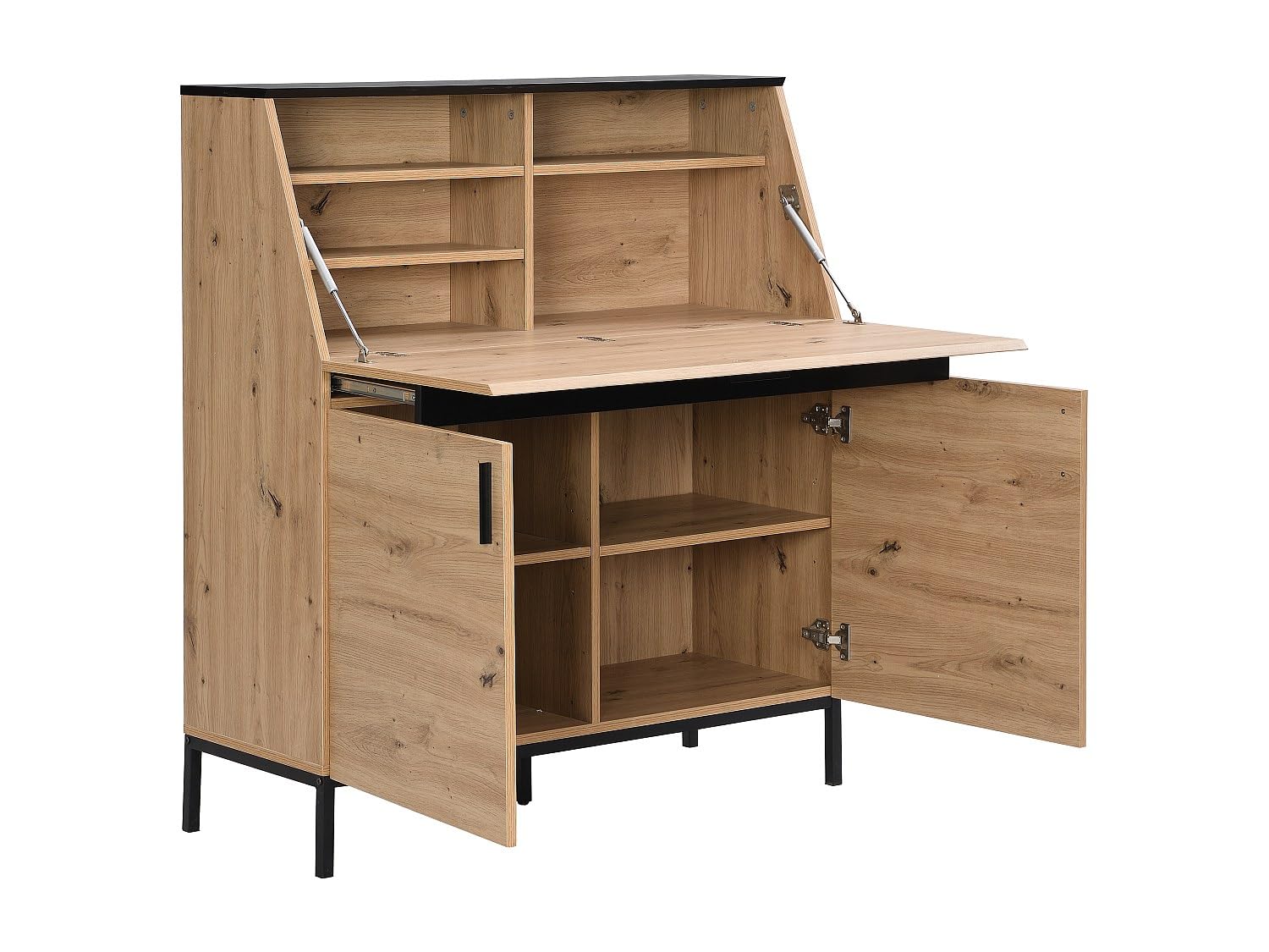 Vente-unique Secretario con 2 Puertas - MDF - Natural y Negro - MALEDA