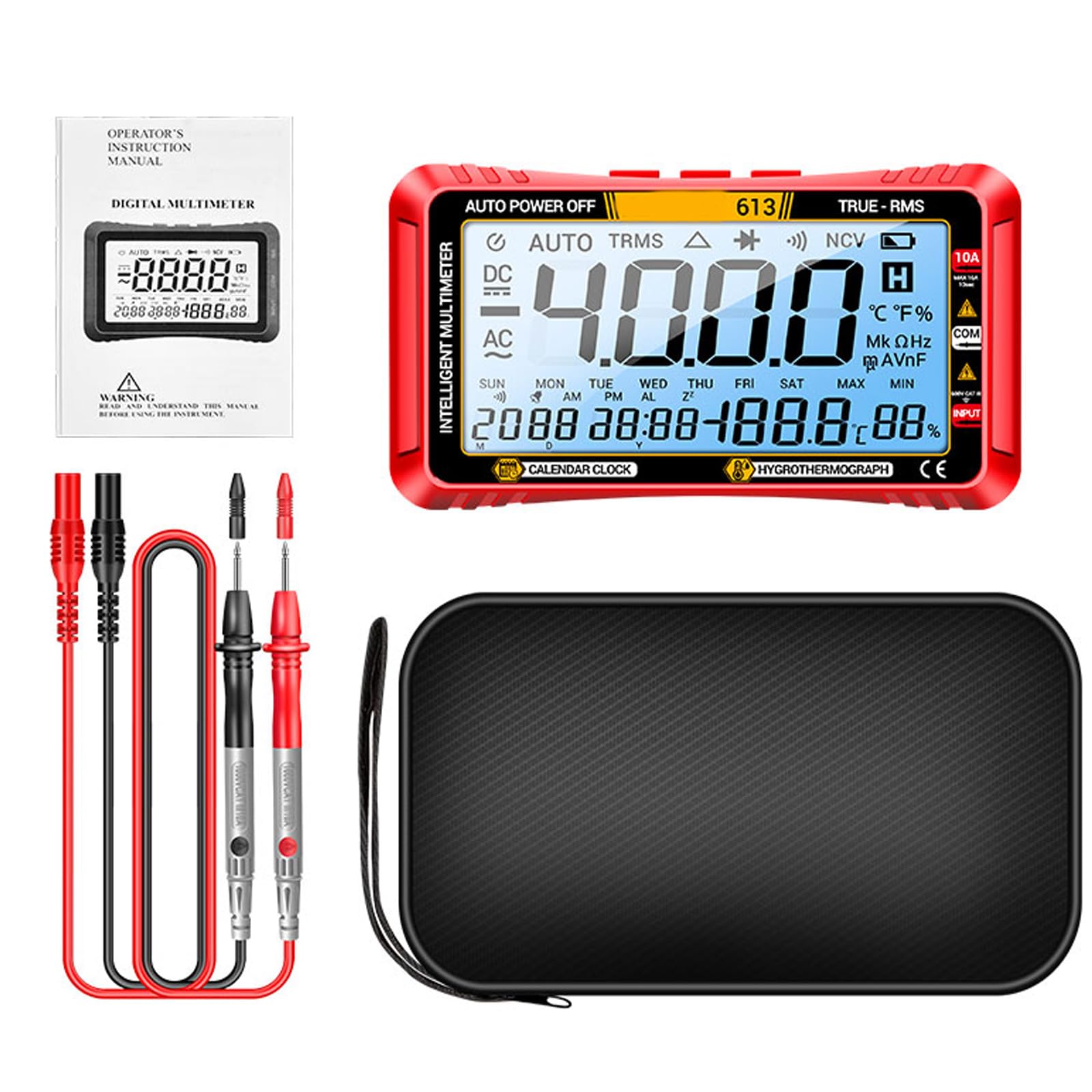 Current Tester 4000 Count Multimeter with Backlit Ohmmeter Voltmeter Digital Multi Tester Large Screen