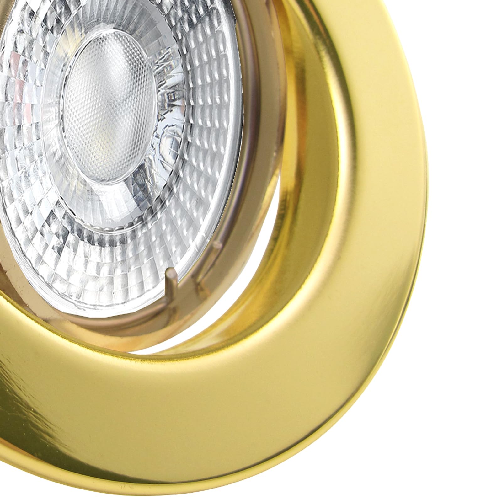 trendlights24 Decora LED Einbaustrahler flach 3 Step dimmbar 230V 5W 5x Set | Gold, rund, extra flach, 35mm ET, LED-Spot, 3 Stufen dimmbar, Warmweiß, 3000k, austauschbar, Einbauleuchte, schwenkbar