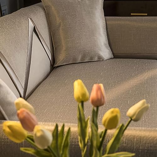 Miniatura 3 de LIANGLAOI Funda de sofá de seda de hielo, fundas de sofá de verano frescas, funda antideslizante para sofá en forma de L, alfombrillas de seda de