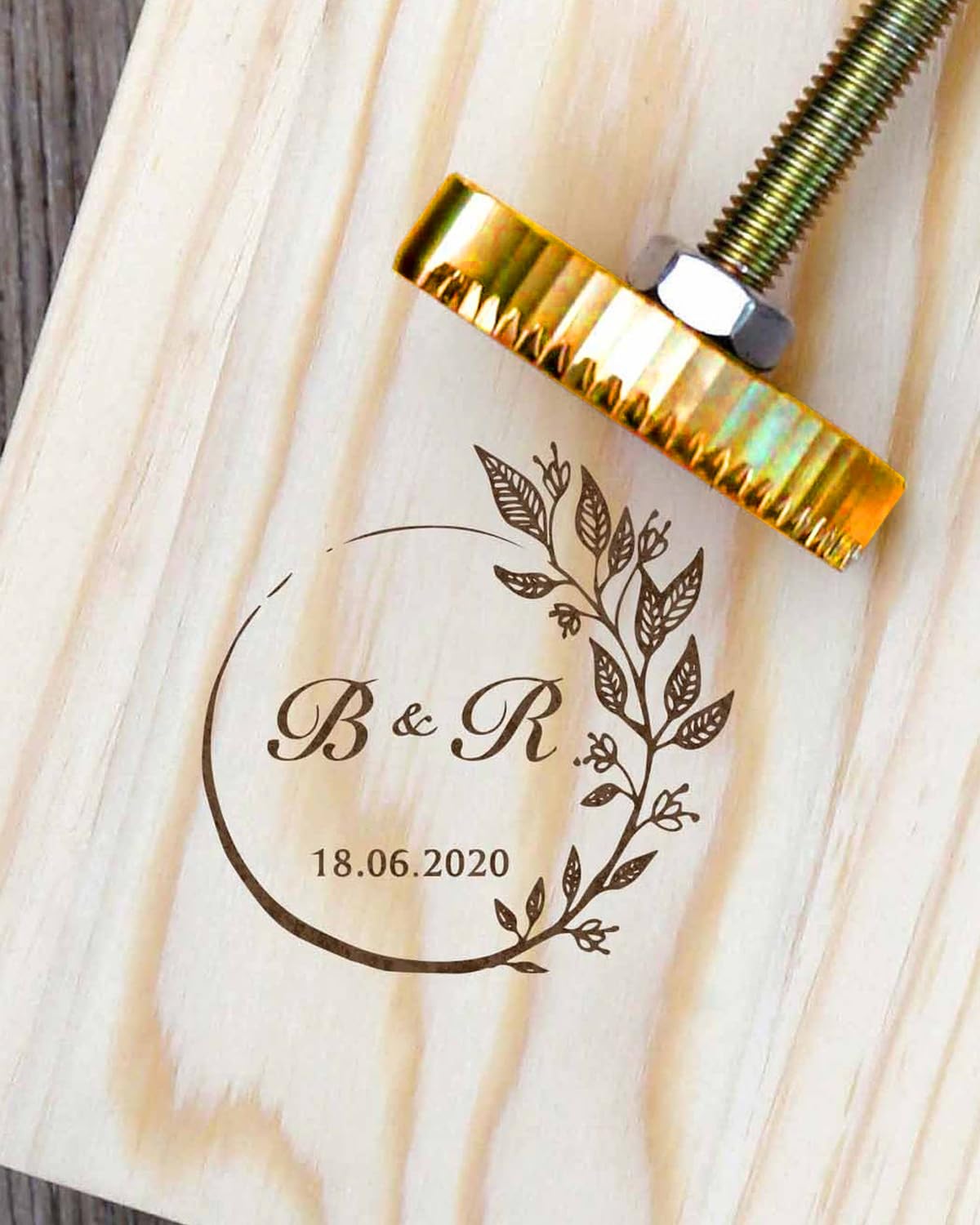 SPOODOR Custom Logo Branding Iron for BBQ Grilling, Heat Stamps for Bread, Meat, Leather, Wood, Paper, Plastic (1inch/2.54cm, HM051brand)