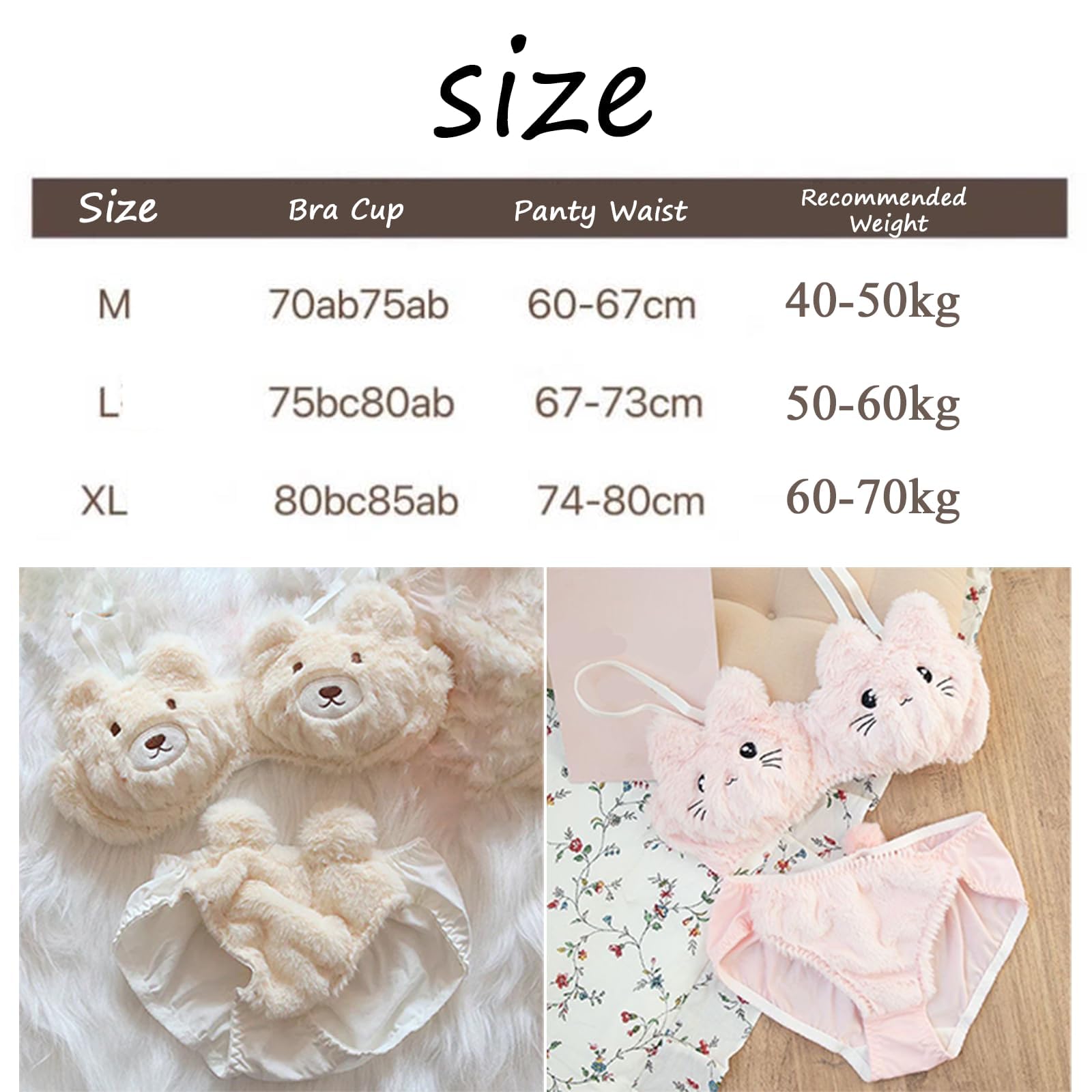 Set da casa Sexy e Carino in Peluche, Set Reggiseno da Salotto in Peluche e Accogliente, Set Reggiseno da Salotto in Peluche e Accogliente per Donna