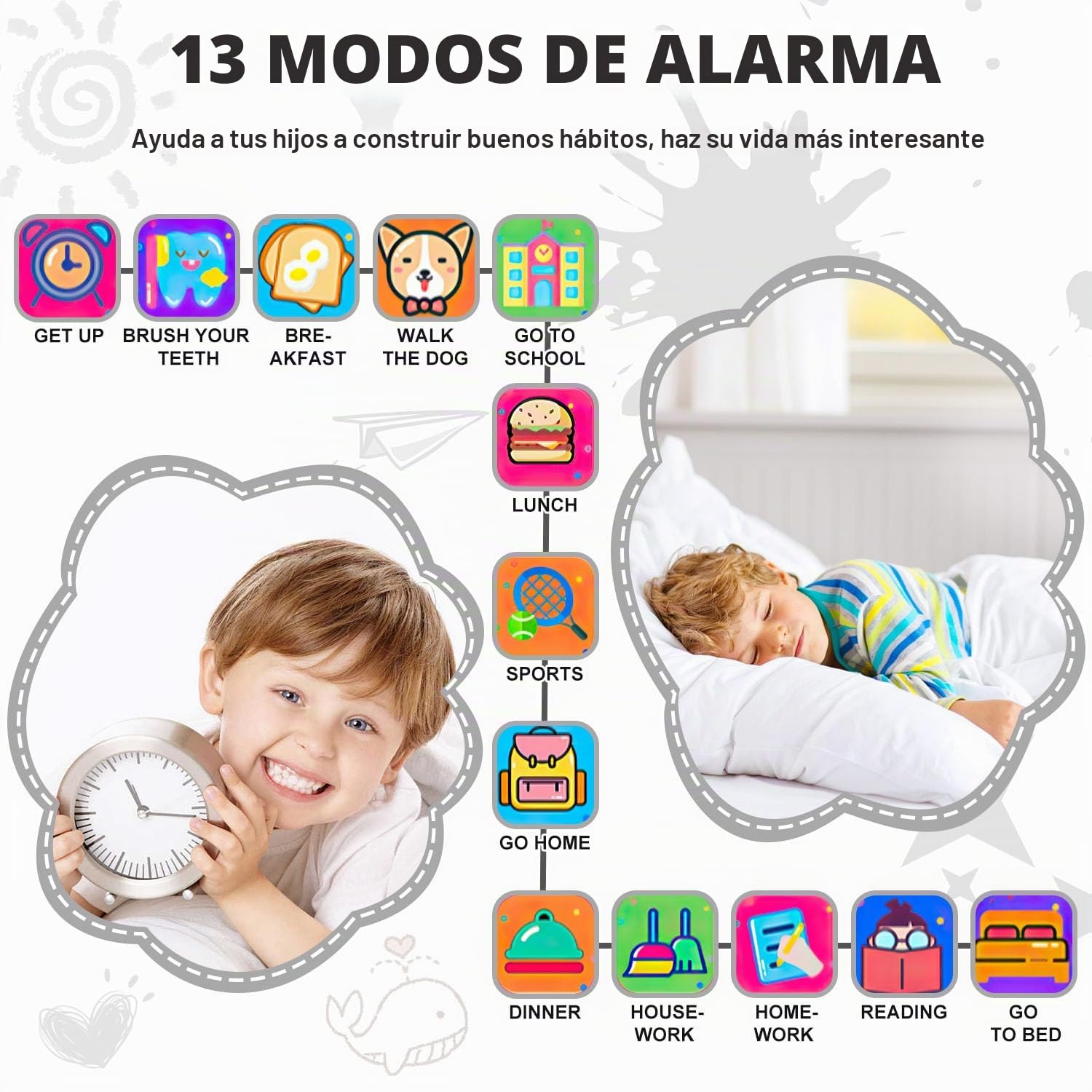 MiracDan Reloj Inteligente Niño con 32 Juegos, Smartwatch Niños con 1.69" HD Cámara Alarma Música Podómetro Linterna Despertador, Regalos Infantil Reloj Inteligente para niños de 3 a 12 años