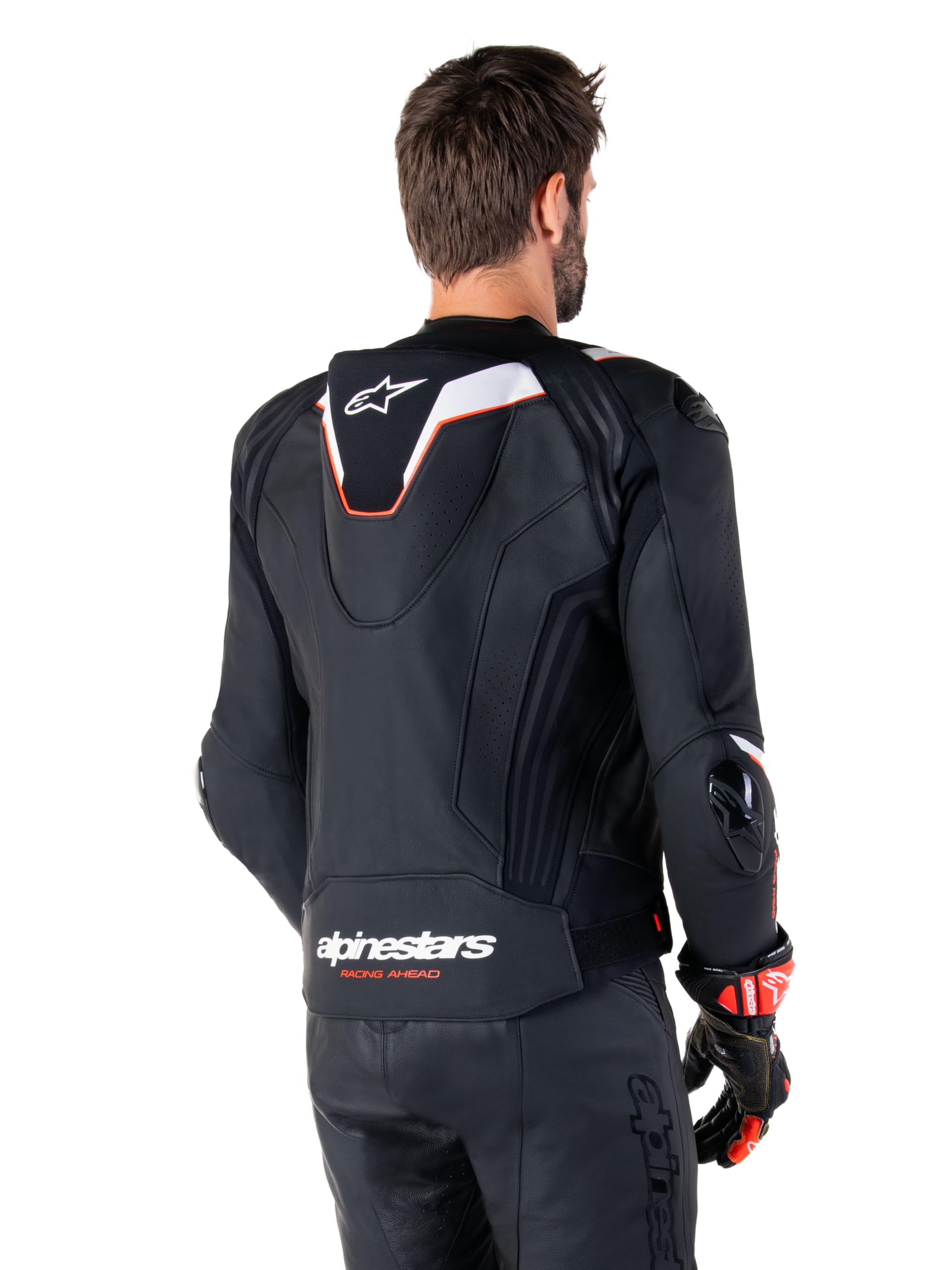 Alpinestars Missile Ignition V3 perforierte Motorrad Lederjacke, schwarz/weiß, 52