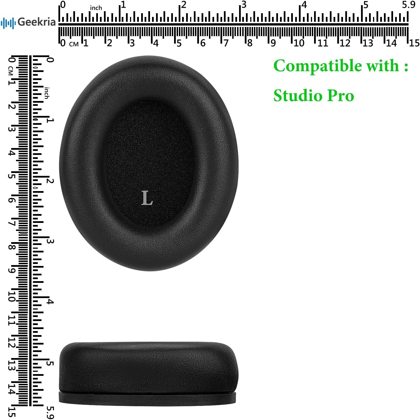 Geekria SNAP Ear Pads Replacement Kit for Beats Studio Pro Headphones, Magnetic Easy Switch Ear Cushions in Seconds, Repair Parts (Black Protein Leather, 1 Pair)