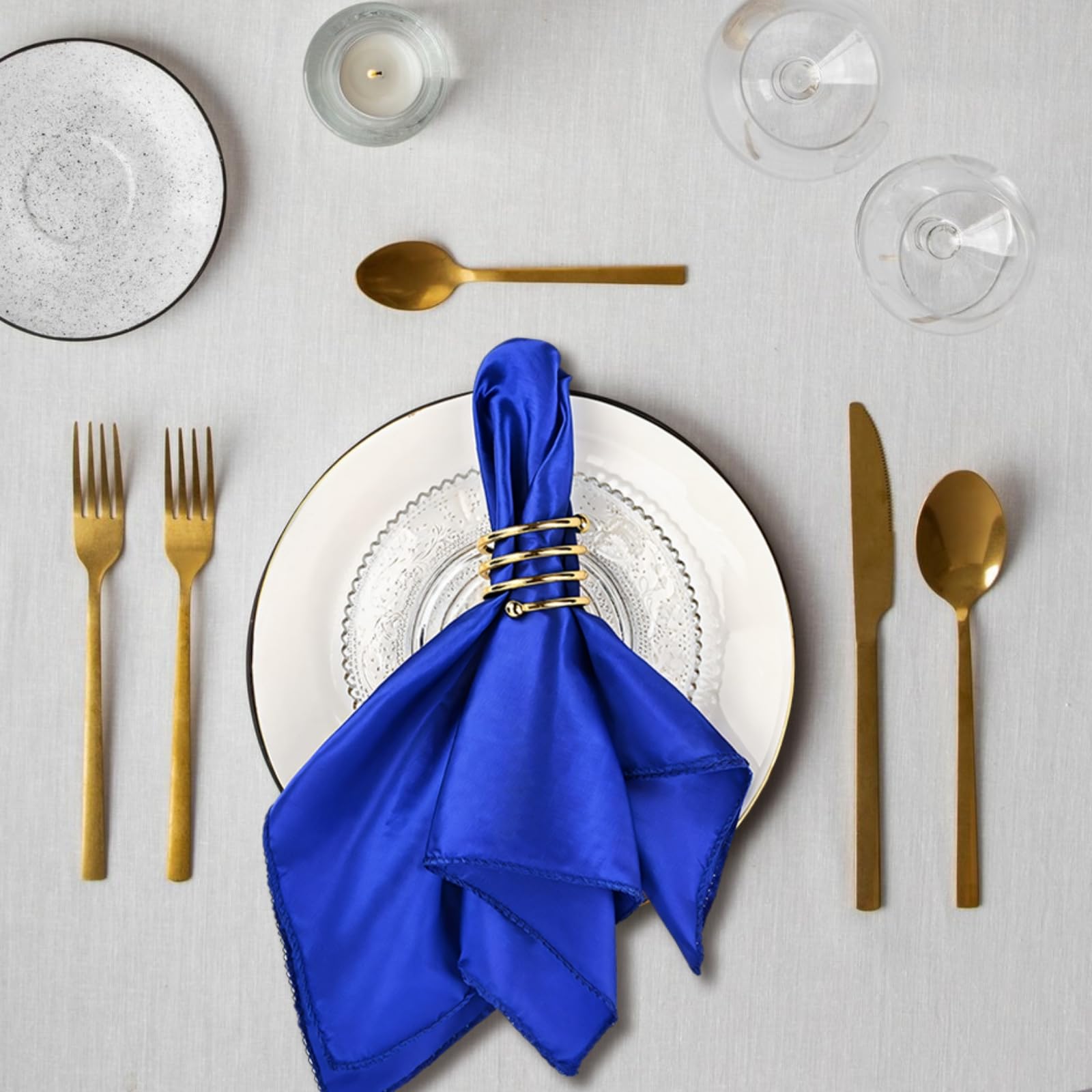 100 Serviettes de Table en Tissu Bleu Royal, Serviettes satinées carrées 12 x 12 Pouces, pour Mariages, réceptions et événements Formels, lot Pratique pour Dresser la Table et Les Repas élégants