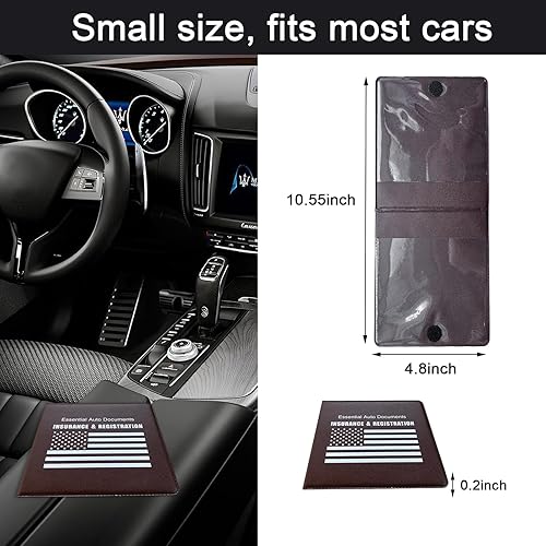 Miniatura 2 de Kewucn Soporte para registro y seguro de automóvil, paquete de 2 organizadores de documentos esenciales de alta calidad con cierre de velcro fuerte,