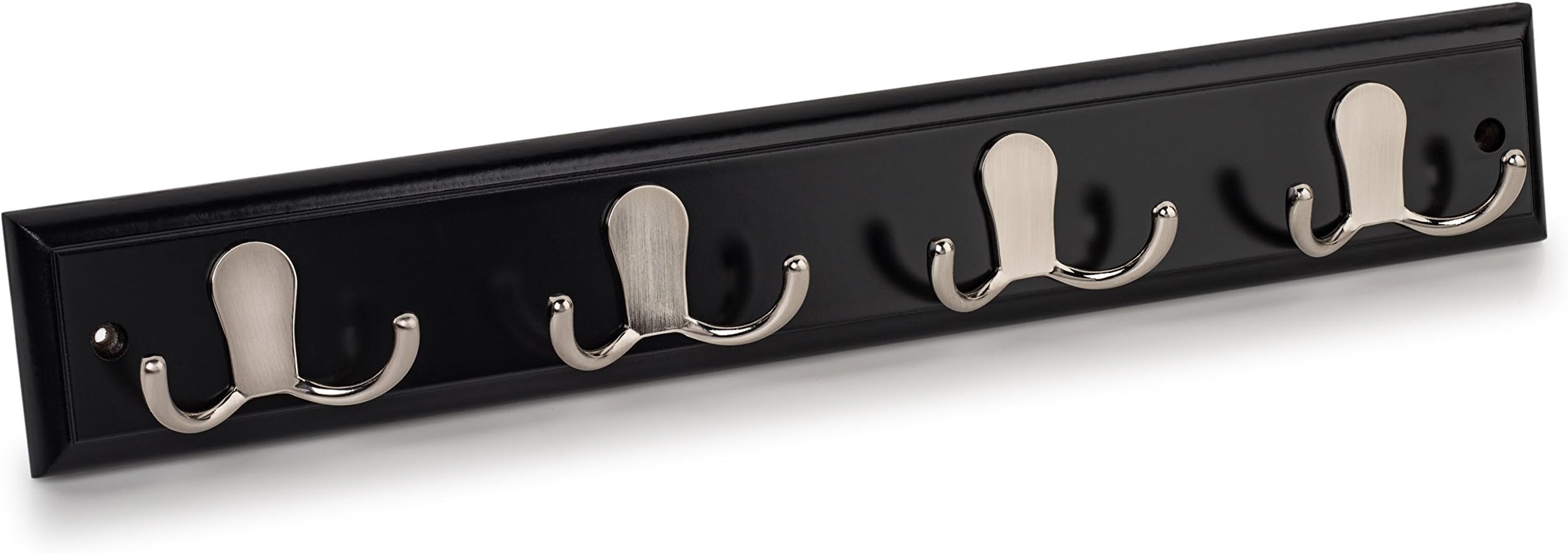 Maine Furniture CoOCCO Coat Hooks - Wall-Mounted with Heavy-Duty Double Robe Hooks including Wall Fixings on Black, 45 x 7 x 7 cm
