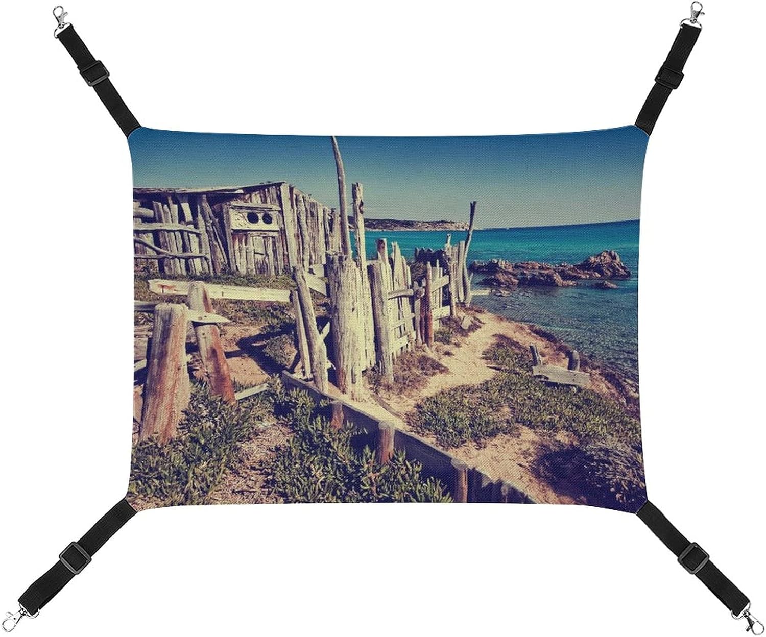 Natural Beach Scenery Pet Hammocks Hanging Soft Pet Bed