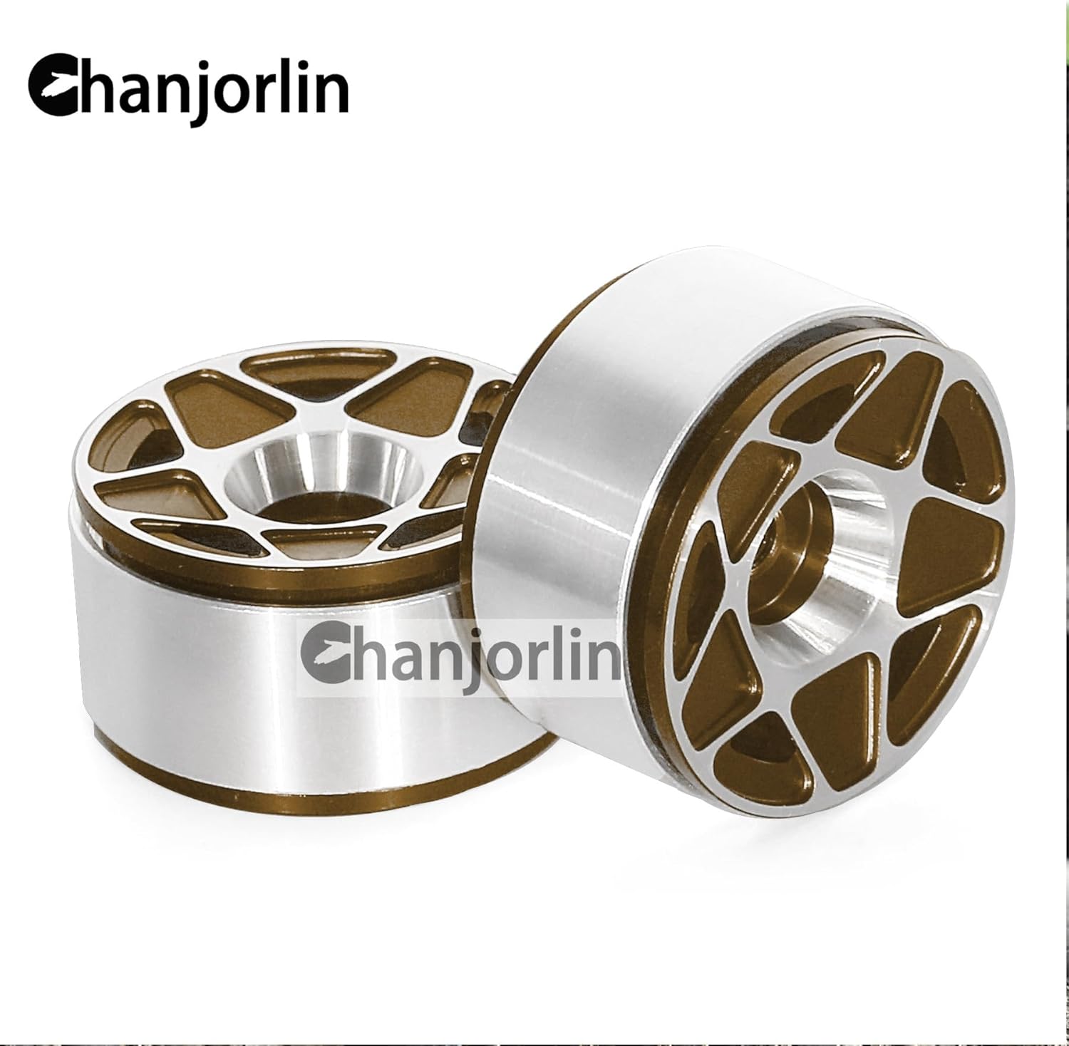 1.0 RC Beadlock Wheels Rims 12mm Hex 1/24 1/18 Aluminum Alloy Mud Slingers Hubs for 1:24 1:18 Rock Crawler Car Axial SCX24 FMS AX24 FCX18 FCX24 TRX4M 1.0" Tires 4PCS (Bronze)