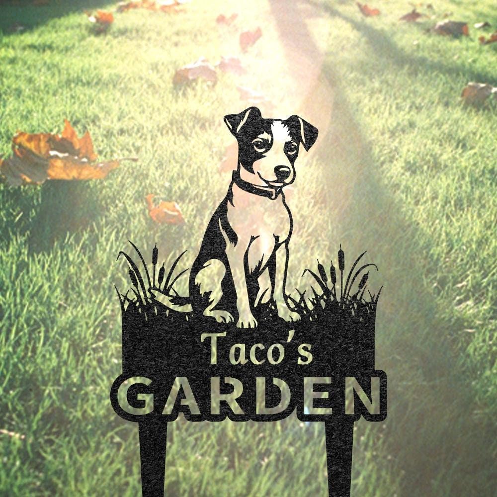 WEIYALIY Custom Jack Russell Terrier Memorial Burial Stake, Metal Garden Sign, Pet Loss Gift, Yard Decor, Pet Grave Marker, Dog Lover Gift, Pet Memorial Plaque, Headstone