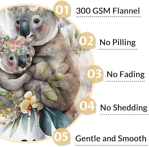 Miniatura 10 de Manta Koala para los amantes del koala, tamaño de cuna de 40 x 50 pulgadas, manta suave y acogedora para regalo, manta negra de dibujos animados