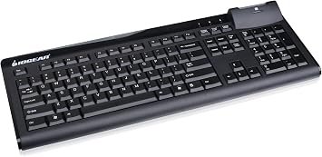 IOGEAR 104-Key Keyboard with Integrated Smart Card Reader GKBSR201TAA, Black TAA Compliant