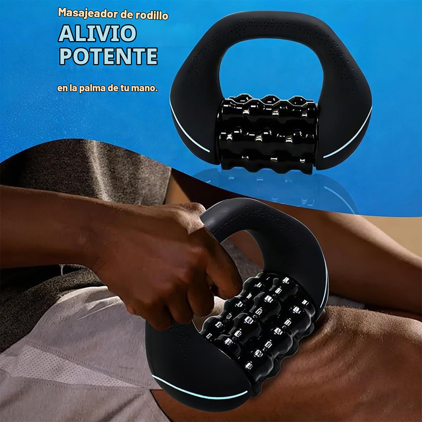 Masajeador de Rodillos Eléctrico Portátil, Rodillo de Masaje Eléctrico con Mango, Masajeador EléCtrico de Mano con Rodillos, 3 Niveles de Intensidad para Espalda, Cuello y Piernas