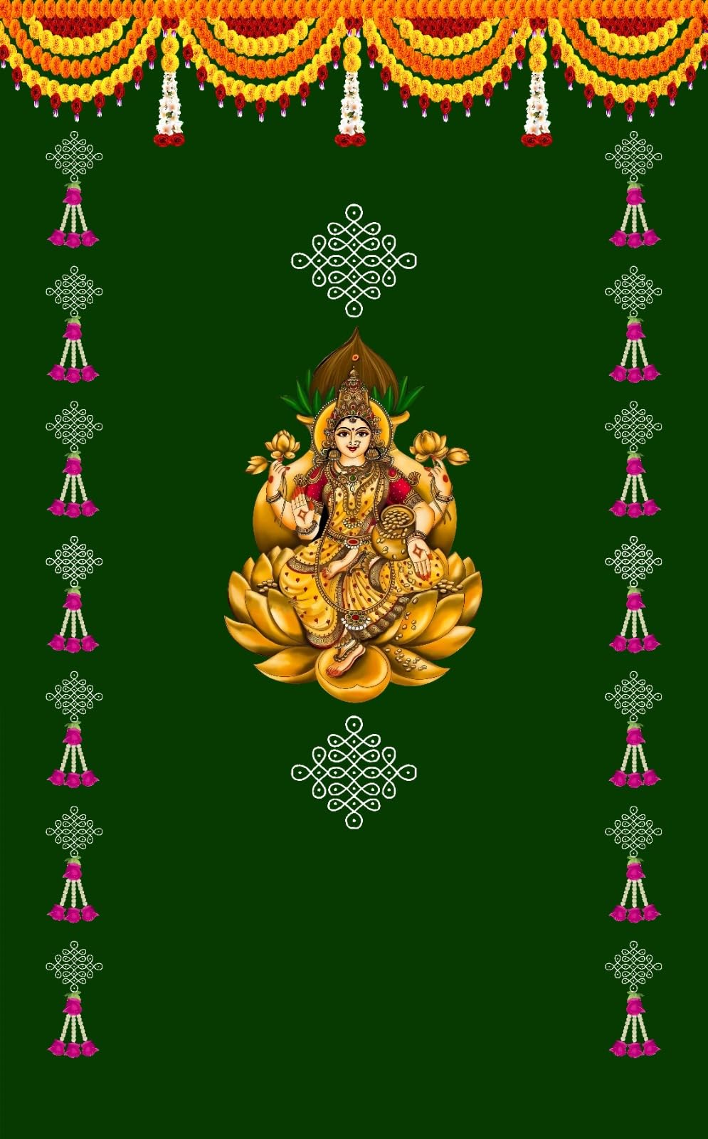 NK Textiles Green Plain Laxmi Backdrop Cloth for Pooja Decoration Traditional, Background Decoration Cloth for Pooja Background, Curtain Cloth for Festival Fabric (Size-5x8 Feet) (Printed)-image-29
