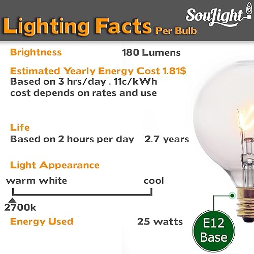 Miniatura 4 de SouLight Bombillas calentadoras de cera de 25 vatios para calentador aromático de tamaño completo y quemador aromático, bombillas de repuesto para