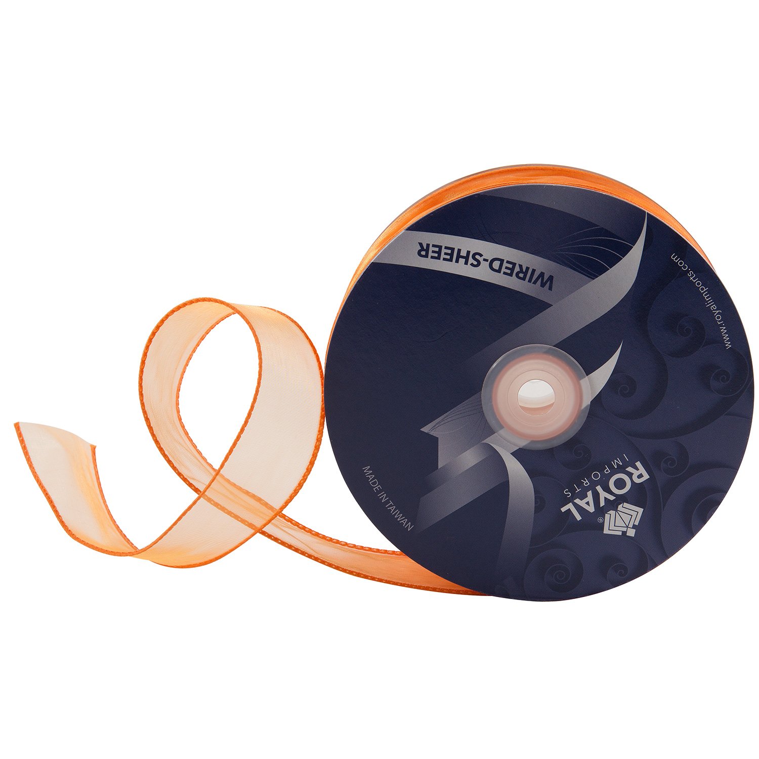 Royal Imports Orange Organza Wired Sheer Ribbon 1.5" (9) For Floral & Craft Decoration, 50 Yard Roll (150 Ft Spool) Bulk