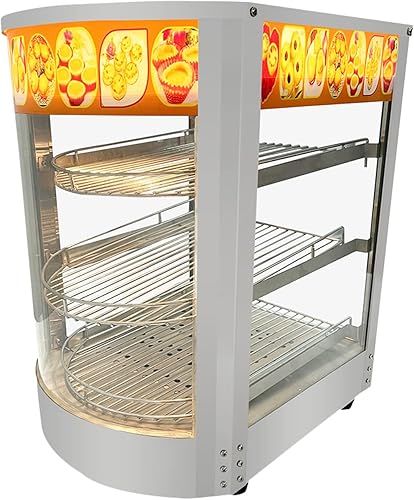 Miniatura 2 de Calentador de exhibición de alimentos de 14 pulgadas gabinete de calentamiento de vidrio curvo vitrina de alimentos calientes encimera de 3 capas 3