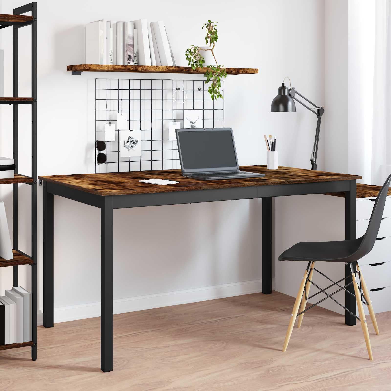 Stół do jadalni 140 x 80 x 75 cm, metalowa rama z płyty drewnopochodnej, prostokątny stół kuchenny do jadalni, salonu i jadalni, stabilny stół do jadalni dla rodziny, gości, posiłku i
