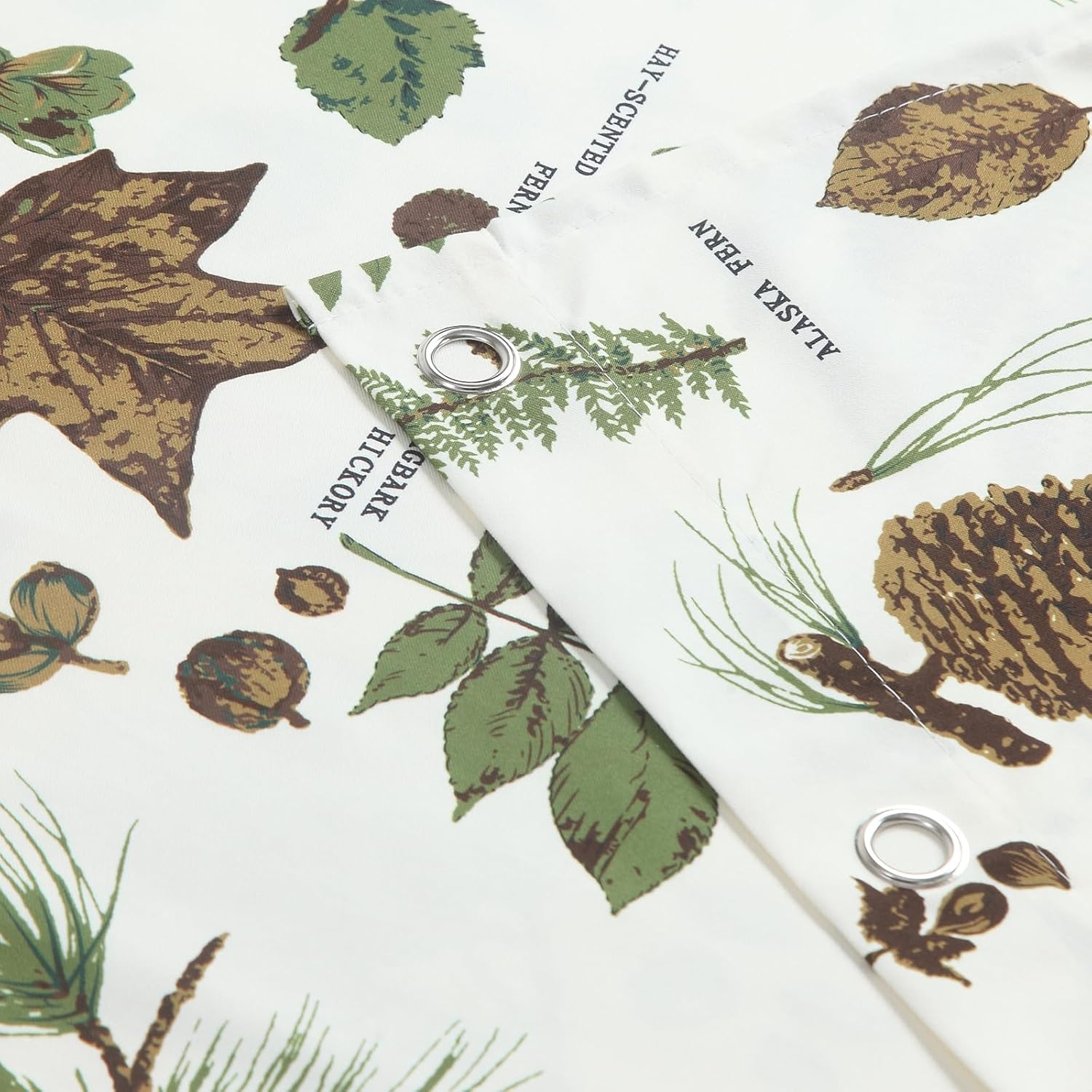 90 Inch Extra Long Shower Curtain, Vintage Botanical Specimen Print on Water-Resistant Polyester Fabric