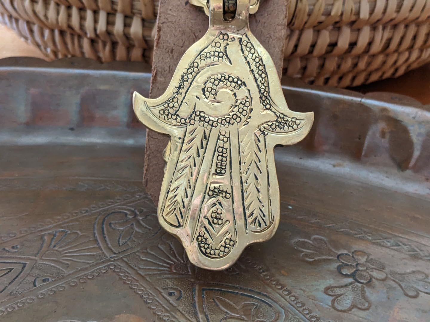 Terrapin Trading Genuine Engraved Brass Moroccan Hamsa Knocker | Hand of Fatima | Khamsa
