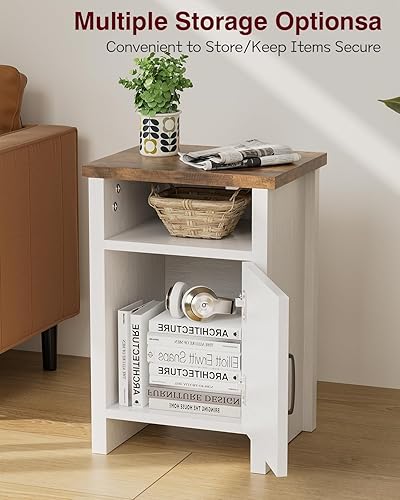 Miniatura 4 de YESHOMY Mesita de noche moderna de granja con estante y puerta de granero, juego de 1 para dormitorio, color blanco