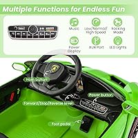 Vista 3 de HONEY JOY Lamborghini - Vehículo eléctrico con licencia de 12 V para niños, 3 velocidades, puerta que se abre, bocina, música, palanca de control