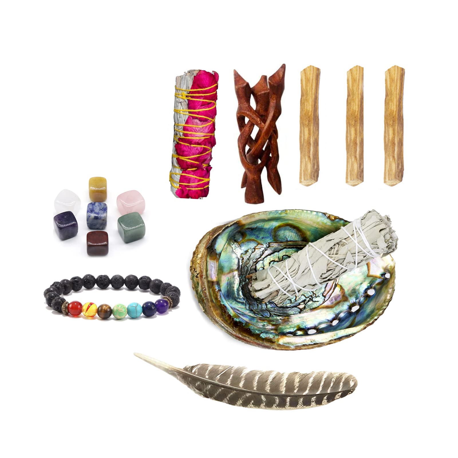THE WHITE SHOP White Sage Smudge Product (Chakra Healing Kit), Healing, Purifying, Meditating, Incense & Cleansing! (Chakra Healing Kit)