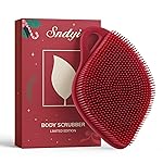 Sndyi Christmas Silicone Body Scrubber, Limited Edition Leaf-Shaped Shower Brush for Gentle Cleanse & Exfoliation, Soft Silicone Loofah Body Brush for Sensitive Skin, Perfect Holiday Gift, Festive Red