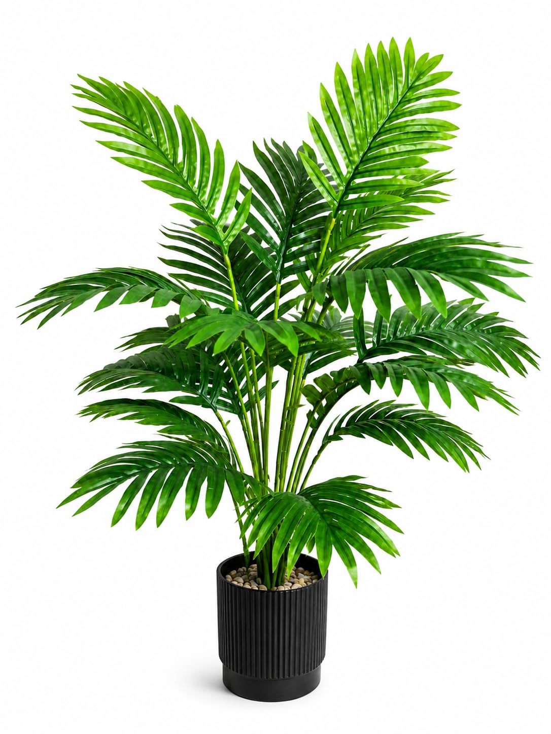 Cocco.BUA Artificial Areca Palm Plant with Black Pot |18 Leaves | 76 cm (2.5 Feet) Tall Realistic Indoor Plant for Living Room, Office & Home Decor-image-27