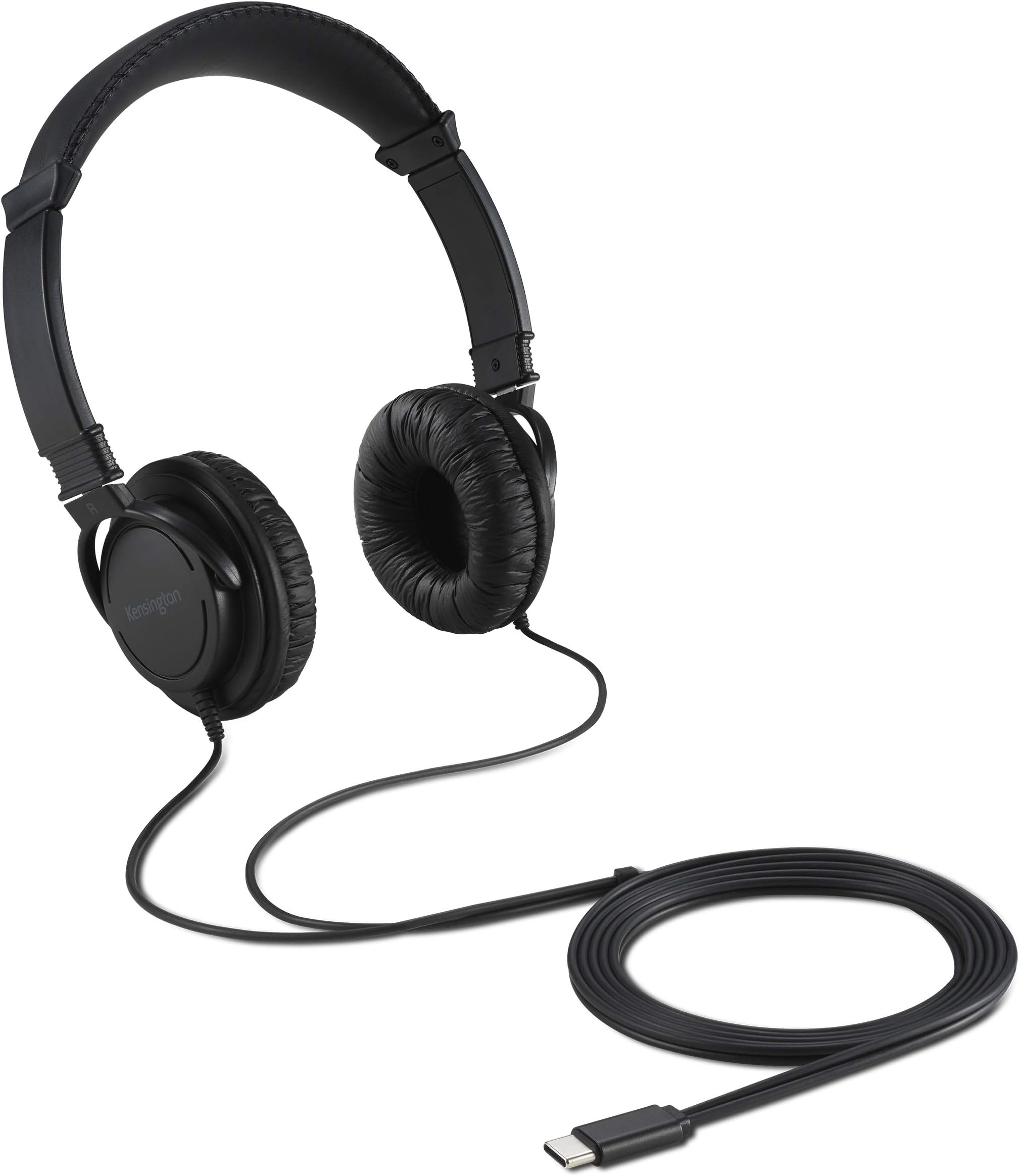 Kensington USB-C Hi-Fi Headphones, On-Ear Headphone for Kids, for School, for Adults, Padded Adjustable Headband, 6 ft Cord (K97456WW),Black