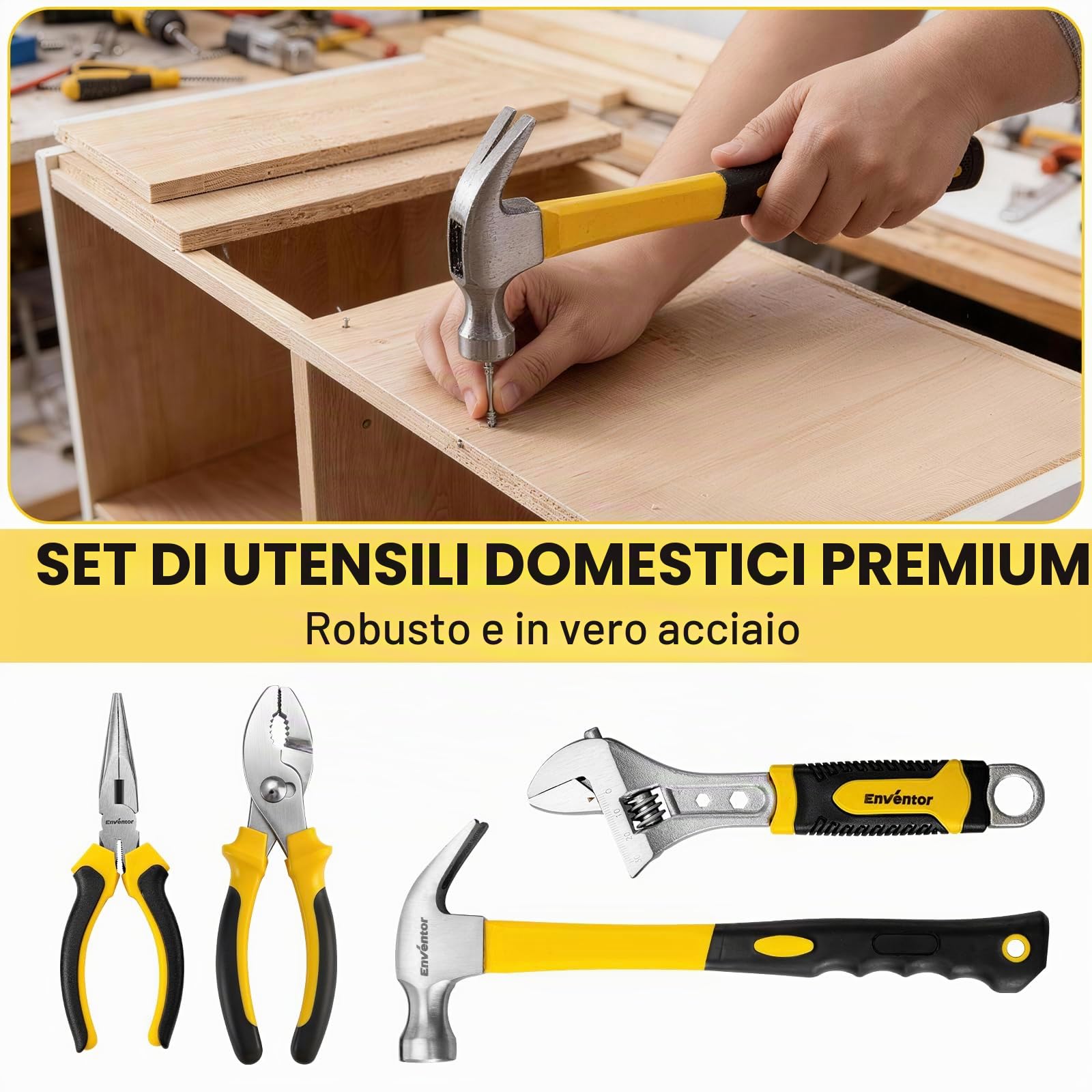 Enventor Cassetta Attrezzi Completa con Cassetto, 419 pezzi | Valigetta Attrezzi per riparazioni domestiche, Cassetta Degli Attrezzi, perfetto per proprietari casa, appassionati del fai