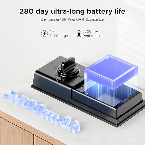 Miniatura 8 de Camcamp Cerradura de puerta inteligente, cerradura de puerta de entrada sin llave con cámara y timbre, cerradura inteligente Wi-Fi integrada para