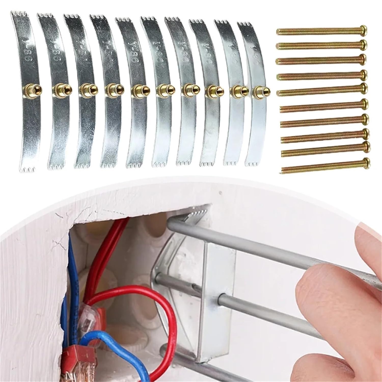 50Sets Wall Box Repair Screw Steel Junction Fixed Socket Mount 86 Electrical Switch Outlet Replace Clip Kit(118-type)