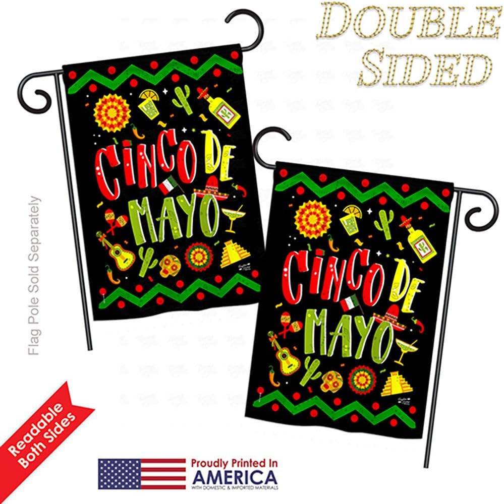 Ready to Cinco de Mayo Garden House Flags Set Summertime Party Cactus Pinata Sombrero Mexican Fiesta Outdoor Small Decorative Gift Yard Banner Double-Sided Made In USA 28 X 40