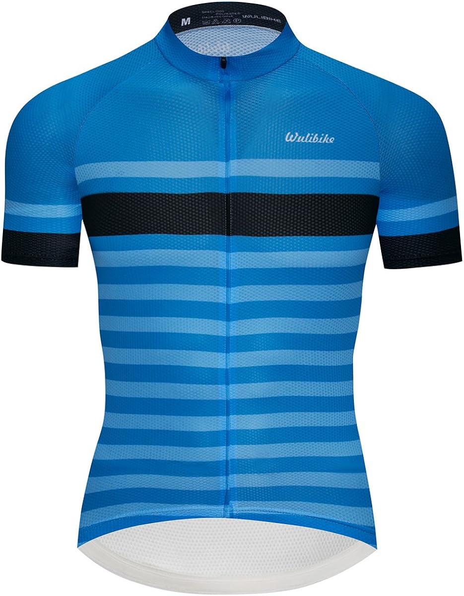 Summer Cycling Jersey for Men Short Sleeves Stripes Road