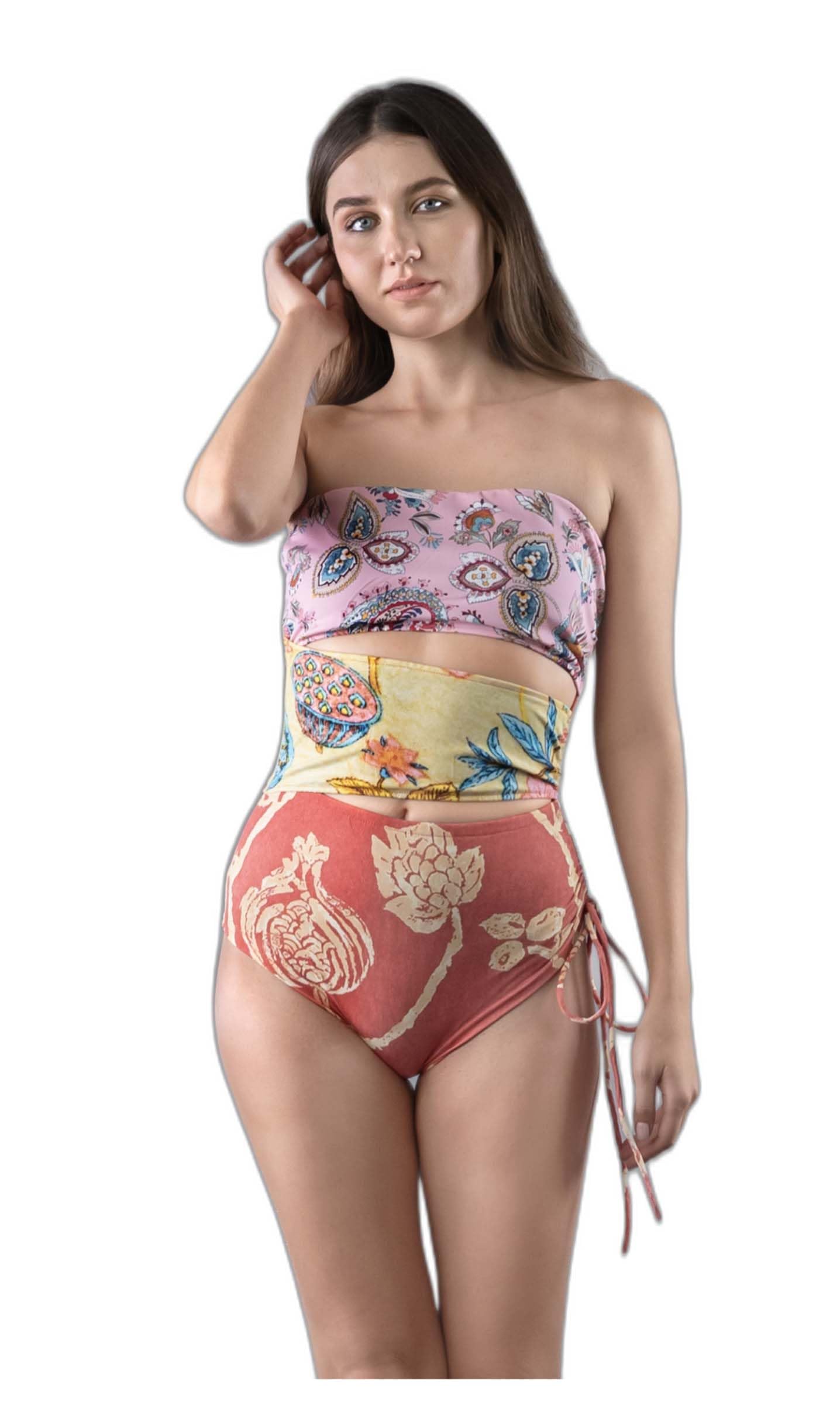 Floral Printed Strapless Cut Out Swimwear Bodysuit for Women| Swimming Suit for Women-image-43