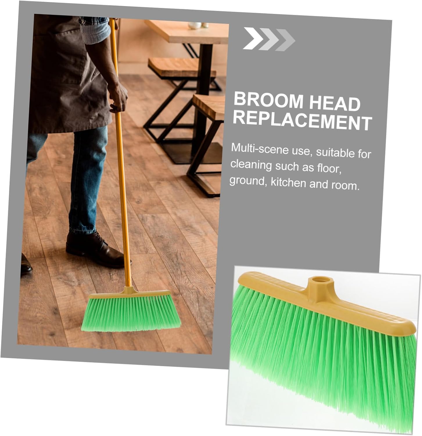 Durable Plastic Broom Head Replacement Heavy-Duty Cleaning Accessory for Household Use Multi-Scene Floor Sweeping Thick Bristles for Easy Dirt Removal