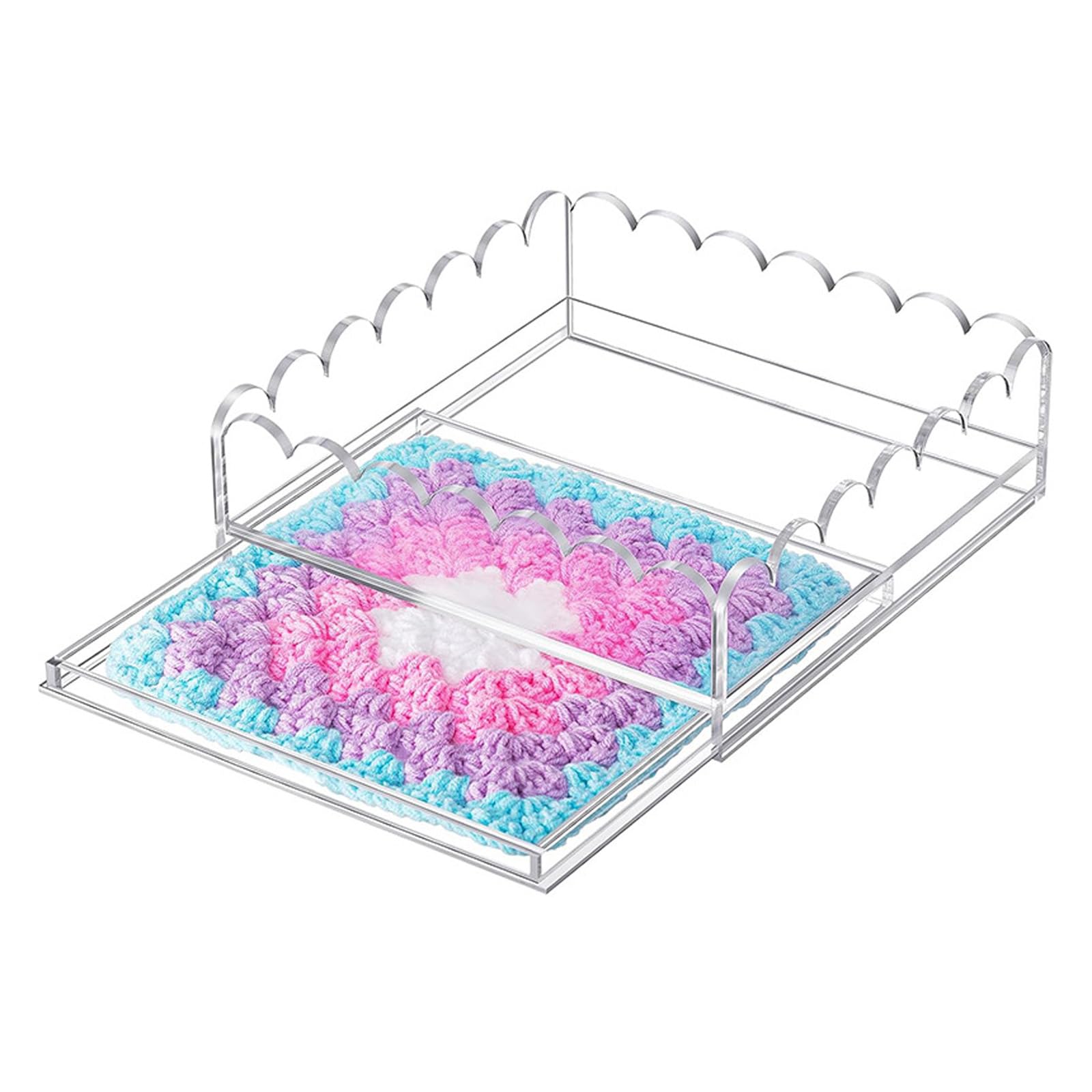 Kalttoy Multicolor Scalloped Tray Scalloped Basket Clear Acrylic Trays With Drawer For Insert Photos, Art, Needlepoint And Fabric Acrylic Tray With Drawer Insert