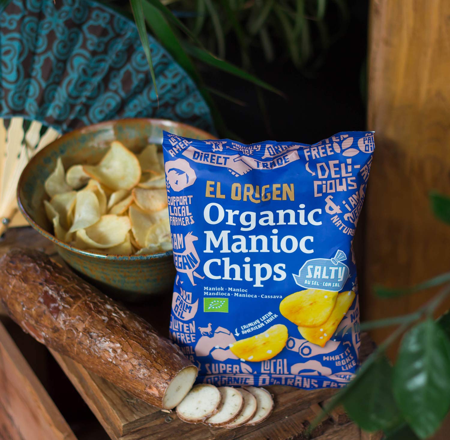 el origen chips de yuca ecológica con sal marina paquete de 8, 8 x 60 g