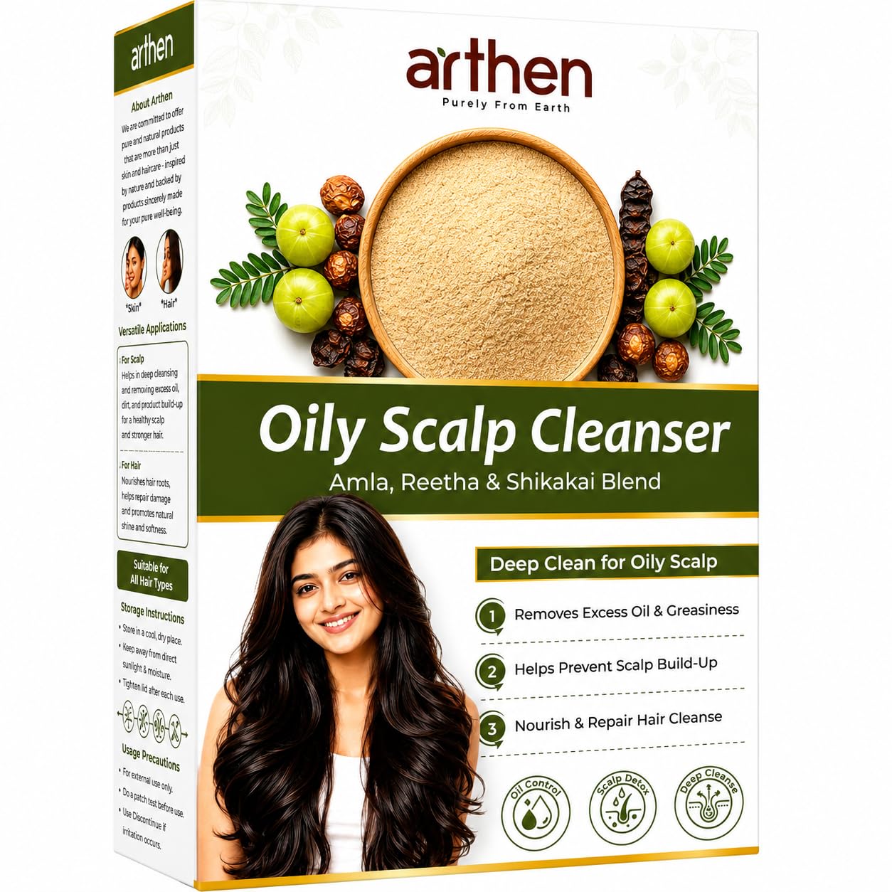 ARTHEN Oily Scalp Herbal Cleanser | 200g | Natural Oil Control Hair Wash | Sulphate-Free & Chemical-Free | Powered by Amla, Reetha & Shikakai | Herbal Powder Cleanser-image-31