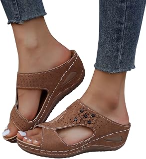 Orthopedic Shoes for Women Womens Sandals Wedge Women's Arch Support Orthopedic Sandals Comfortable Walking Sandals, Brown, 9